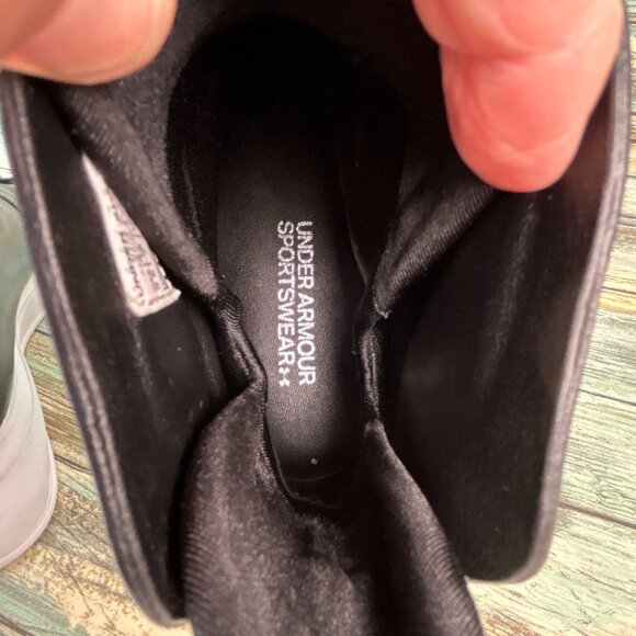 Under Armour Sportwear High Top Sneaker Womens 9.5 Black Leather Neoprene Lining - Picture 6 of 11